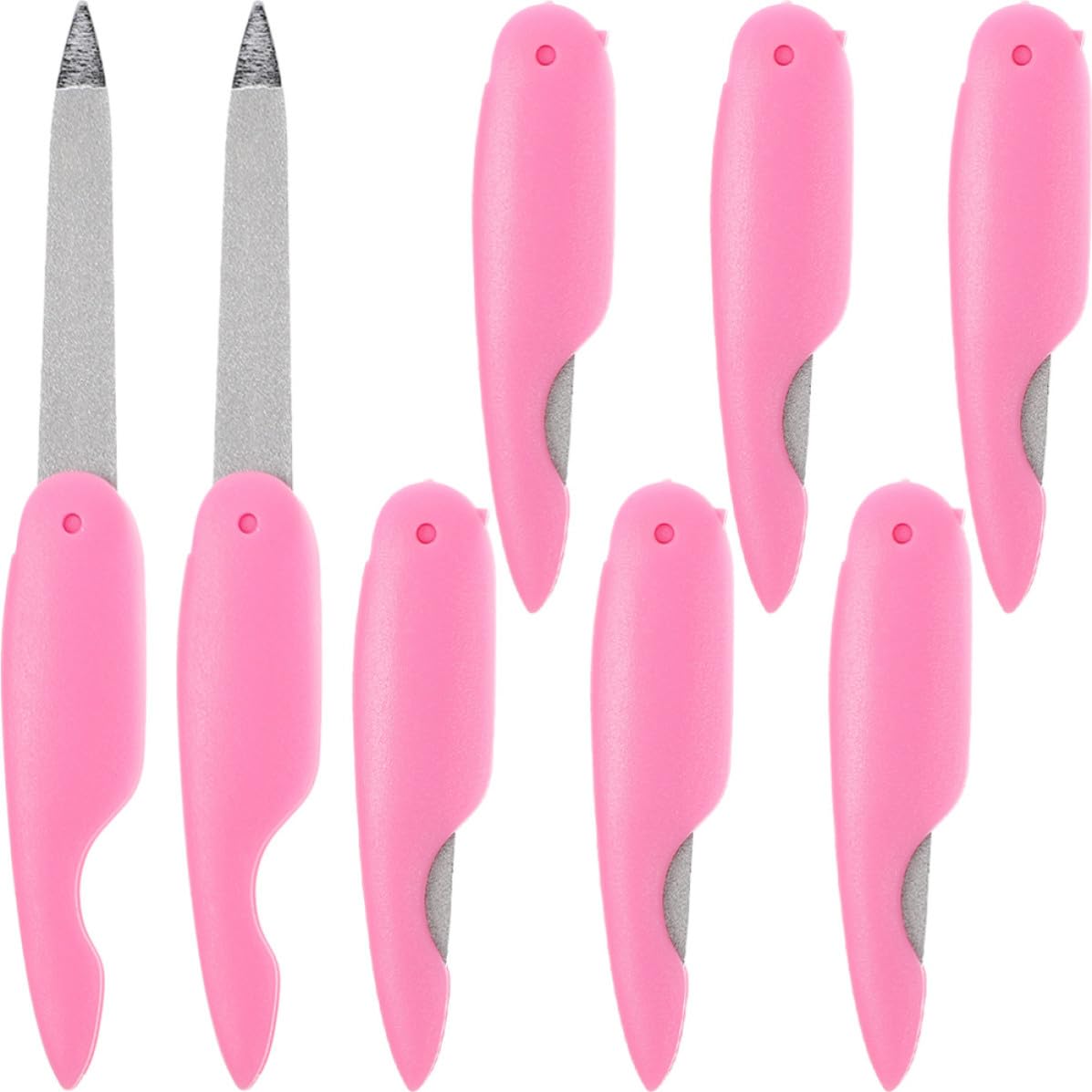 BETOOKY 8 Limas de Uñas Plegables Portátiles de Doble Cara Borde Metálico para Manicura, Diseño Delicado en Abs y Metal, Ideales para Uso en Salón y Hogar