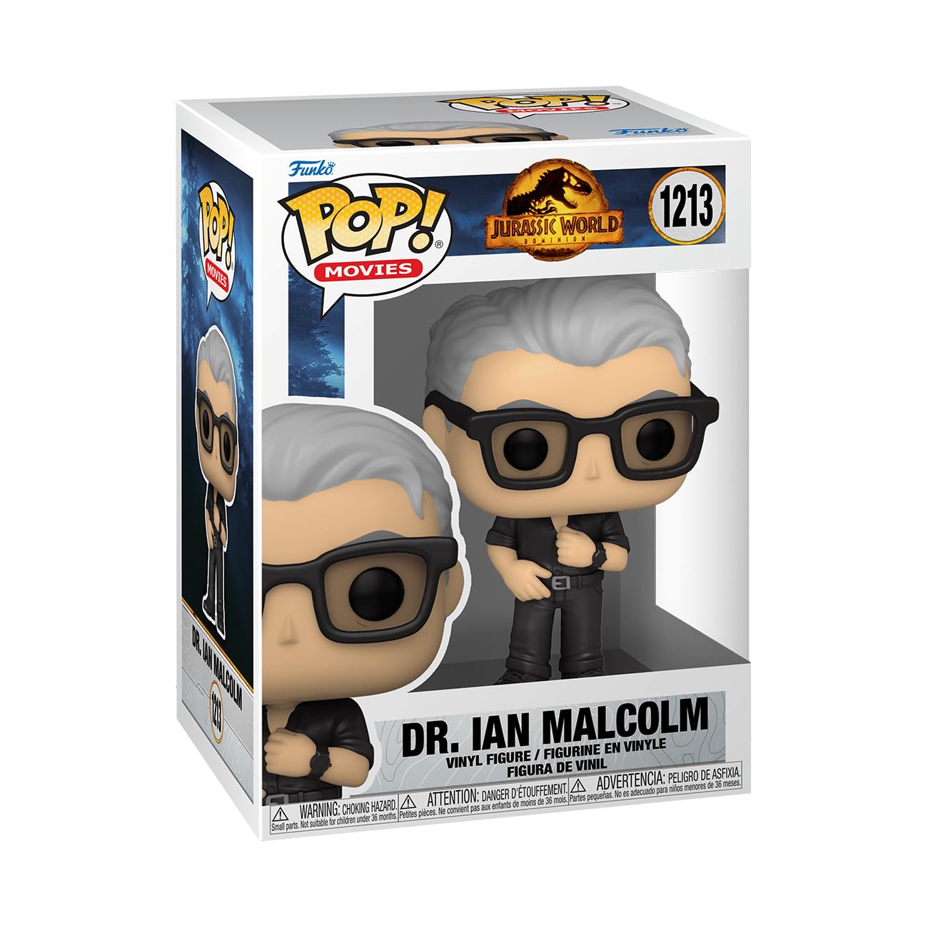 POP Jurassic World Dominion - Figura de vinilo Funko del Dr. Ian Malcolm (incluye funda protectora de caja compatible), multicolor, 3.75 pulgadas