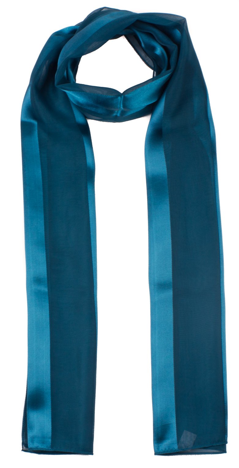 Mytoptrendz Women's Teal Mytoptrendz® Plain Scarf,Shiny Satin Soft Silky Lightweight Sheer Chiffon Stripe Wrap Scarves For Casual Wedding Dress And Group Choir ( Blue)