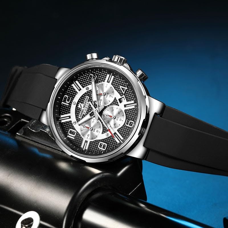 Image of Daniel Hechter Paris Beaubourg Collection Multifunctional Watch for Men with Textured Round Dial and Silicon Strap-DHM1009