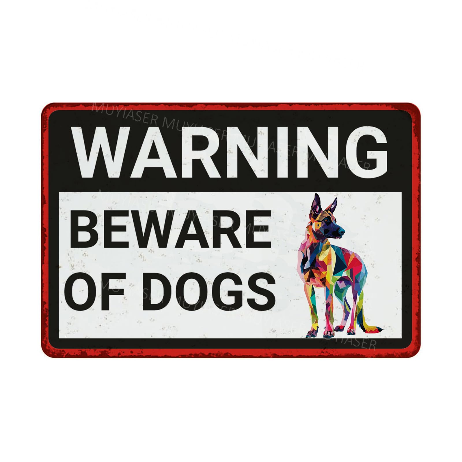 Beware Of Dogs Sign Belgian Malinois Dog Aluminum Metal Tin Signs Door Warn