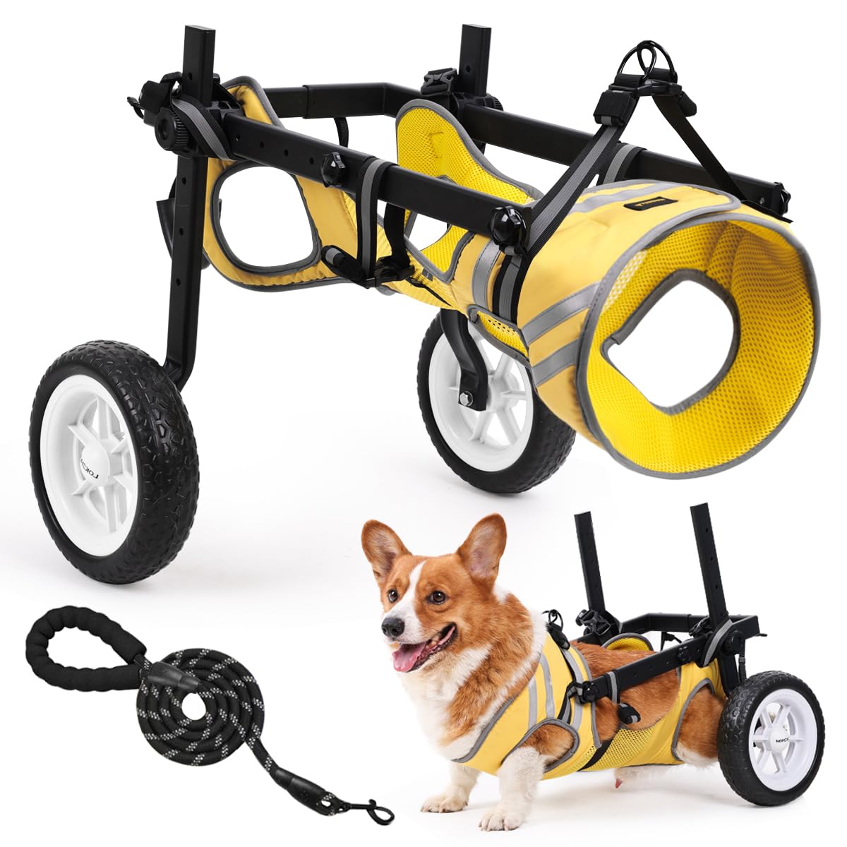 Lokshun Dog Wheelchair for Back Legs, Newly Wheelchair for Small to Medium Dogs, Adjustable Dog Carts with Wheels for Disabled Hind Leg, All-Terrain