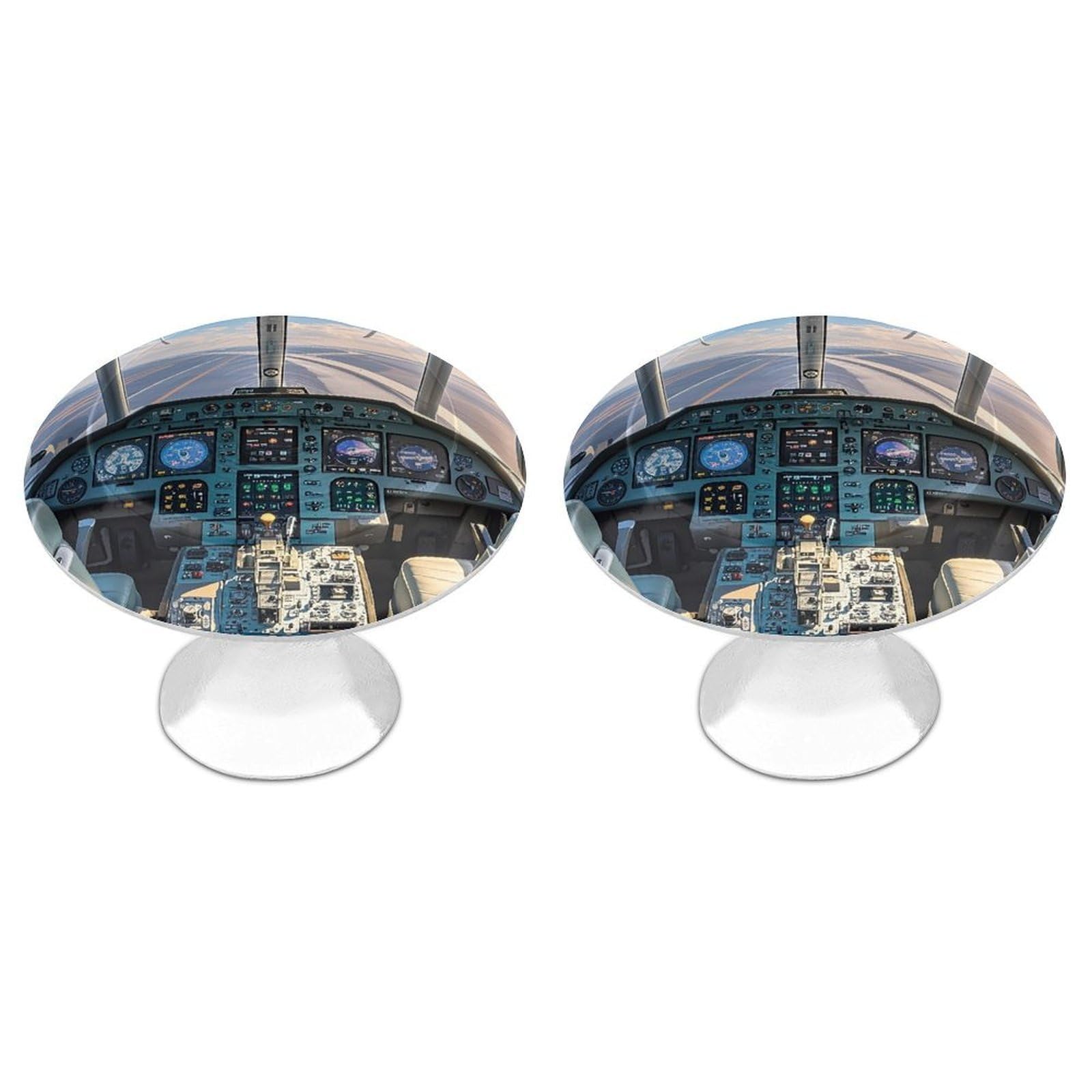 FekiLoot Airplane Cockpit Cabinet Knob 2 Pack Mini Round Drawer Pulls Stainless Steel Dresser Drawer Knobs Kitchen Drawer Hardware for Bathroom Dresser Closet Door Knobs