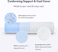 Vista 4 de C CUSHION LAB Roll Pillow for Neck Relief - Extra Dense Memory Foam Round Cylinder Bolster for Cervical Support, Spondylosis, Neck Pain Relief, &