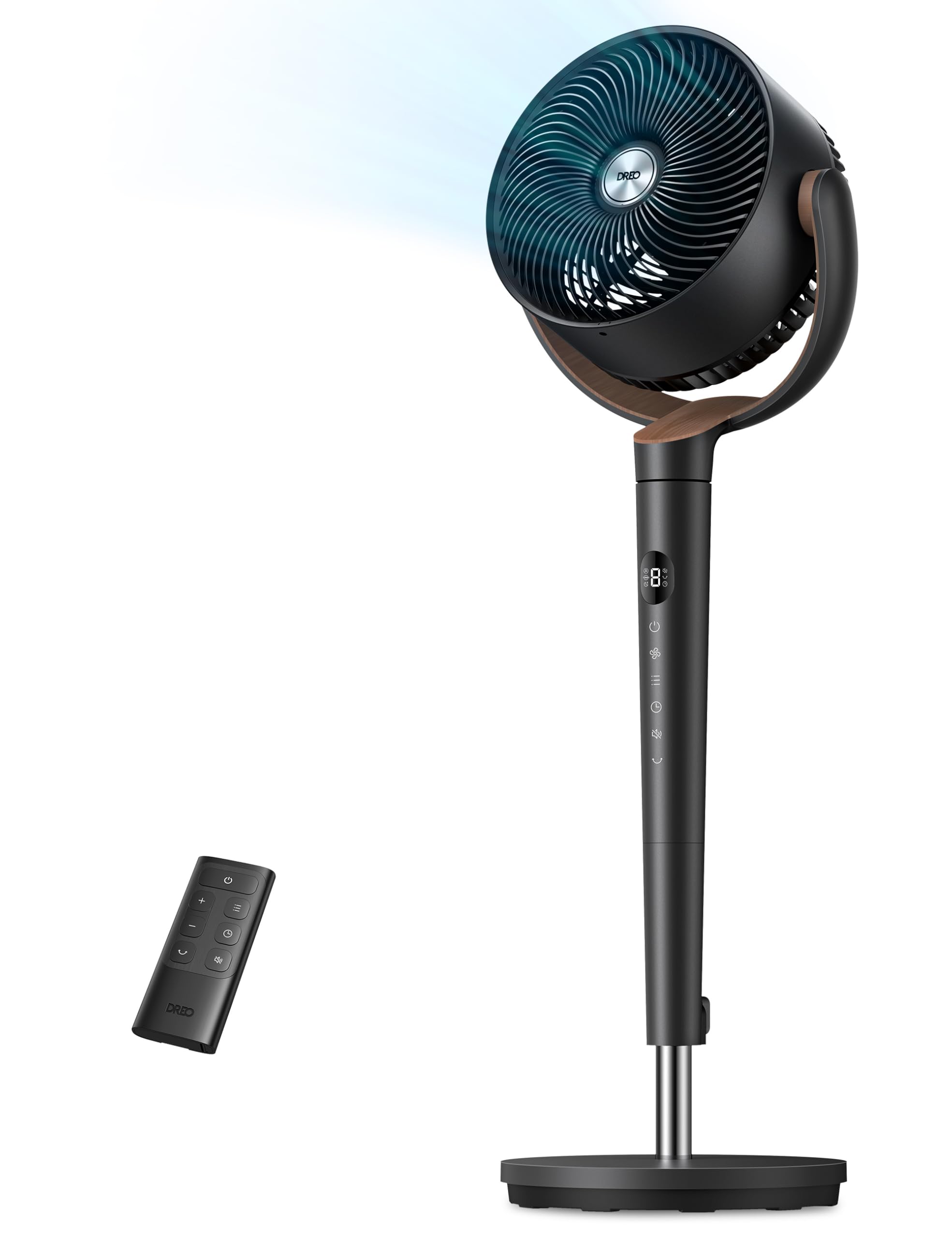 DREO Standventilator sehr leise, Ventilator groß mit Fernbedienung, 20dB Silent Ventilator mit DC-Motor, 120° Oszillierend, 4 Modi, 94-107cm höhenverstellbar, Bodenventilator, TurboPoly™ Fan 512