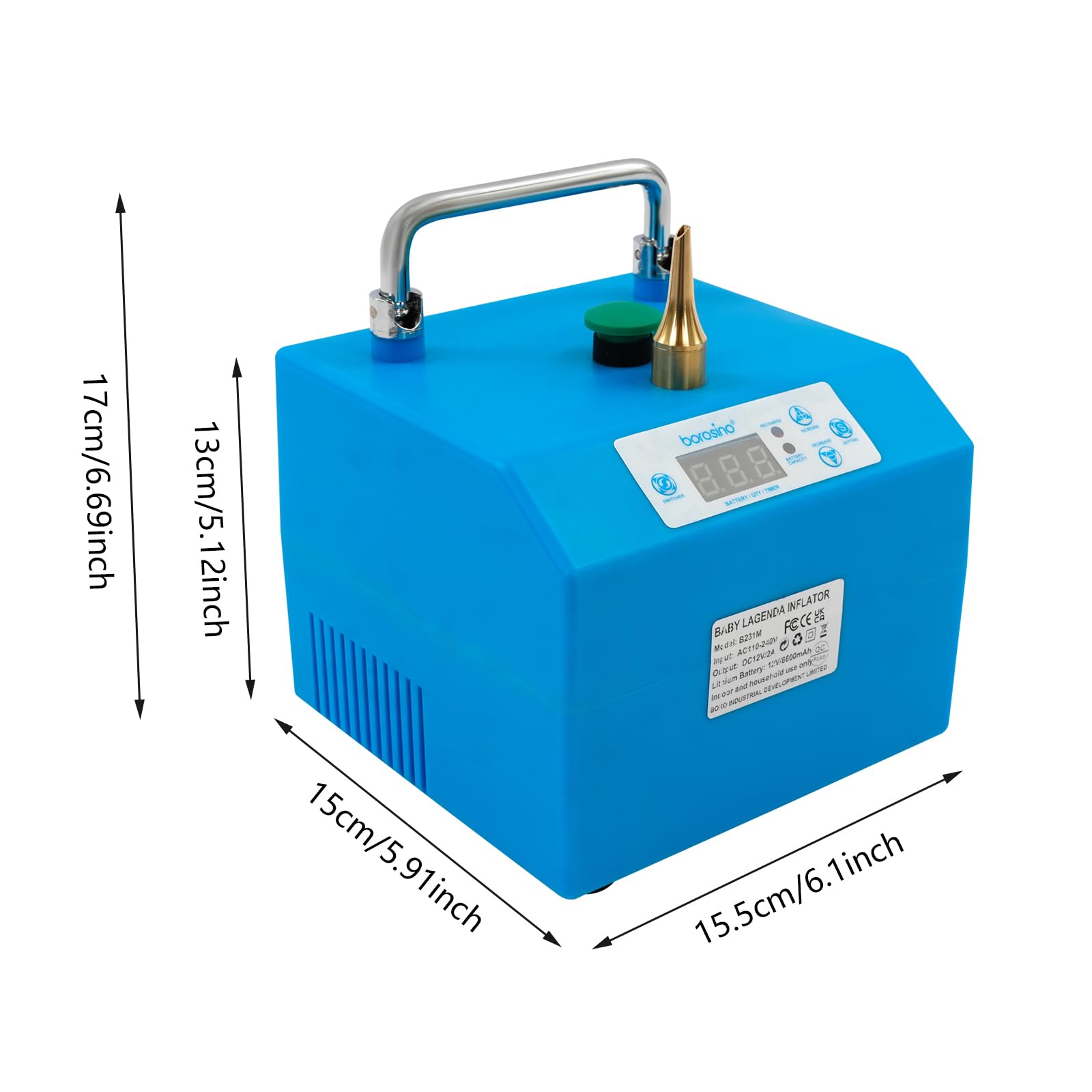 Elektrisch Luftballonpumpe mit 2 Pumpmodi (manuelle/halbautomatische), Tragbar Ballonpumpe Ballonaufblasgerät mit Fußschalter, Luftballon aufblasgerät mit Kupferaufblasdüse und LCD-Display