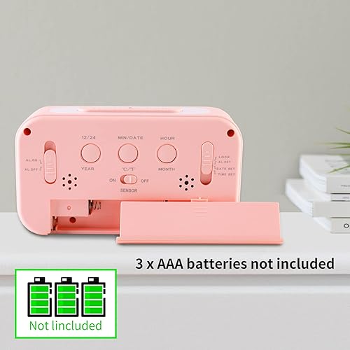 Miniatura 5 de YUANRANER Reloj despertador digital con temperatura interior funciona con pilas modelo de repetición pantalla de 1224 horas para dormitorios