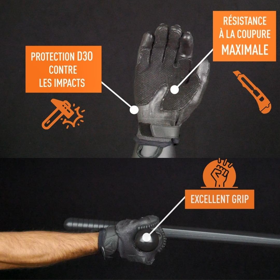 ROSTAING Guantes tácticos OPSB+ – Par de guantes de intervención reforzados – Ideal para actividades de Airsoft, Paintball y Caza – Compatible con pantallas táctiles, anticorte y protección contra