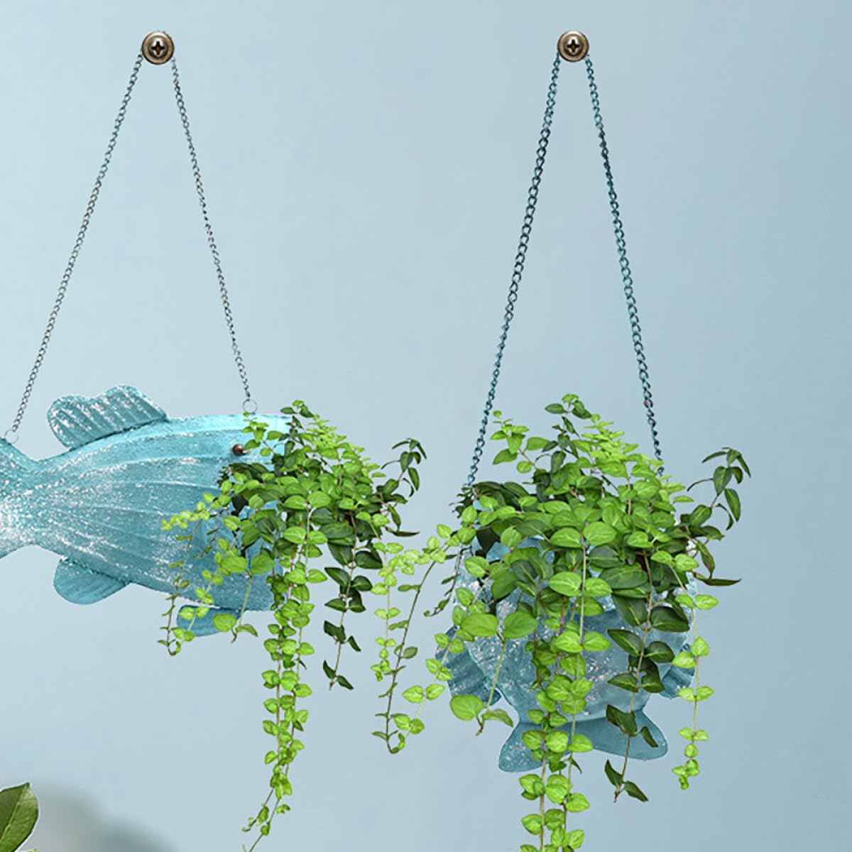 Cesto da Parete Portafiori Bordi Arrotondati in Ferro a Forma di Pesce 2 Pezzi per Composizioni Floreali Eleganti Decorazione per Balcone e Ufficio