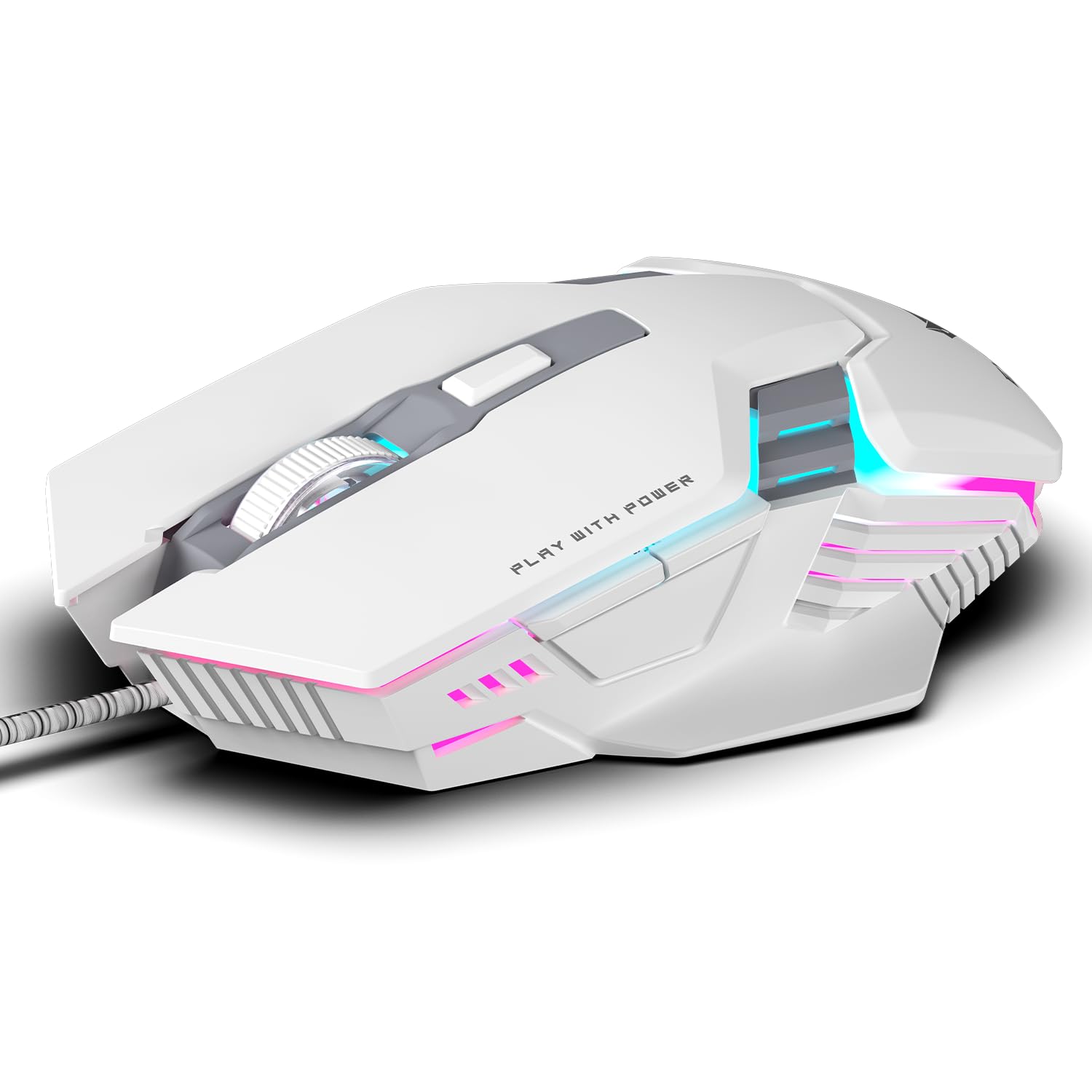 EvoFox Spectre USB Wired Gaming Mouse with Upto 3600 DPI Gaming Sensor | 6 Buttons Design | Upto 7 Million Clicks | 7 Colours Rainbow Lighting with Breathing Effect | 1.5m Braided Cable (White)-image-34