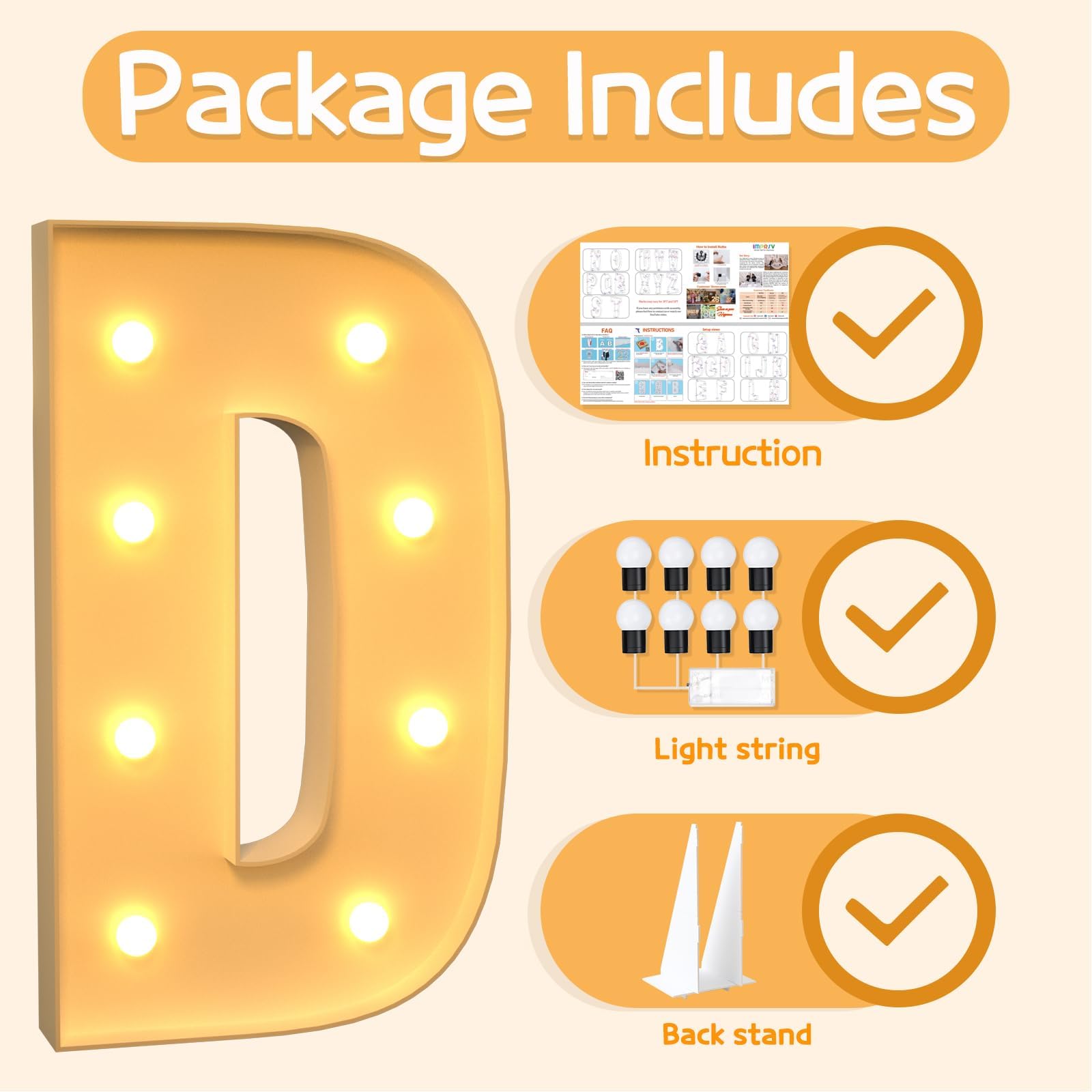 Lettere Luminose Fai Te 100Cm, Perfette per Feste A Casa, Anniversari Compleanni Fidanzamenti Decorazioni, 26 Lettere Dell'Alfabeto Luminose con Luci, Batteria (D, 100cm)