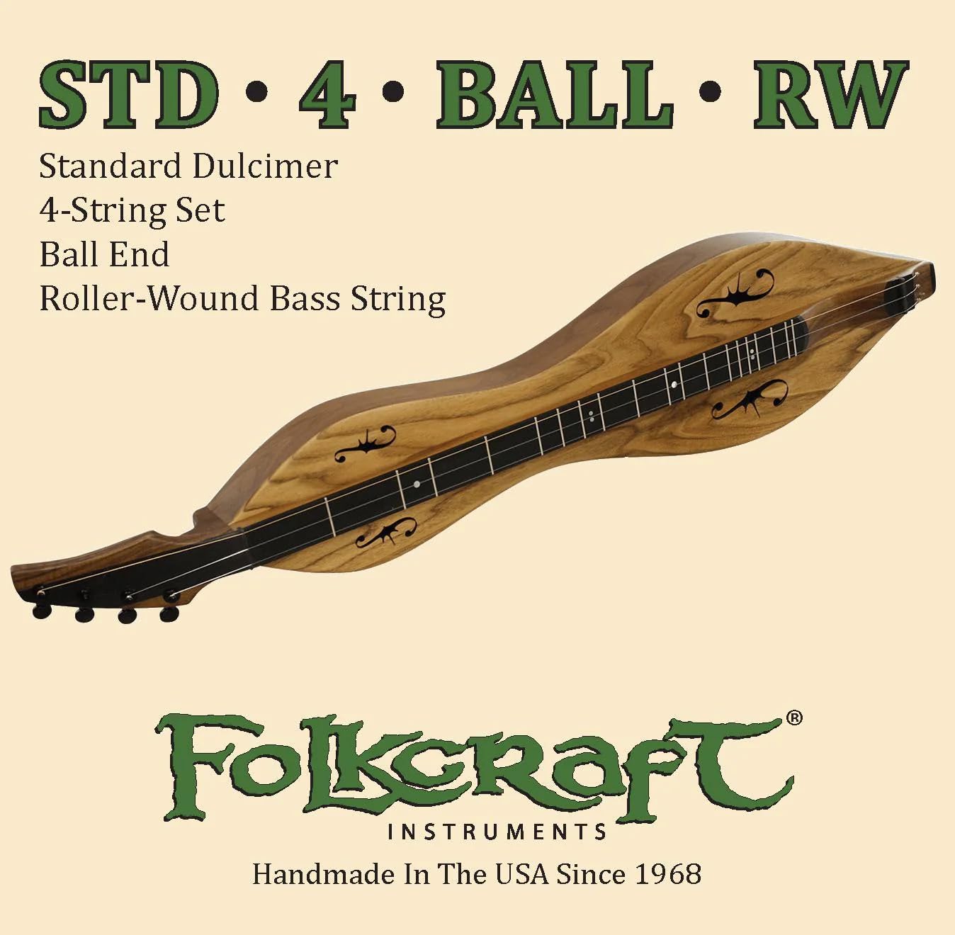 Folkcraft® Mountain Dulcimer String Set, Ball Ends (.011" .011" .013" .024"RW)