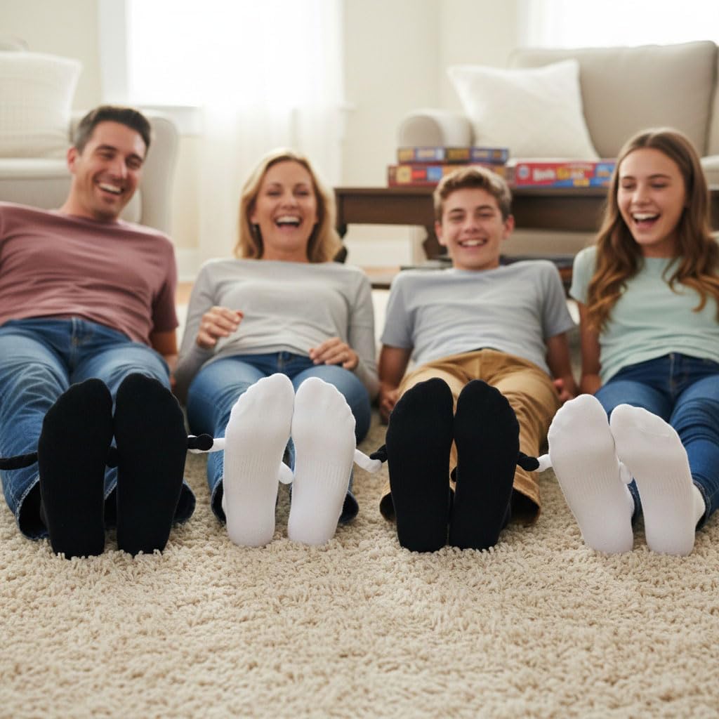 4 Pair Funny Magnetic Holding Hands Socks Funny Valentines Gifts for Her/Him Crazy Sock for Galentine's Day Women - Image 2