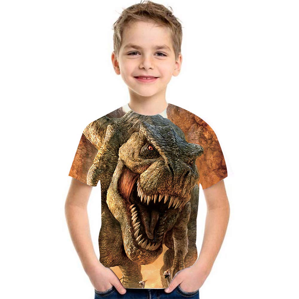 Kids Print 3D Dinosaurs Tees Shirts for Youth Boys Girls 4-14 Years