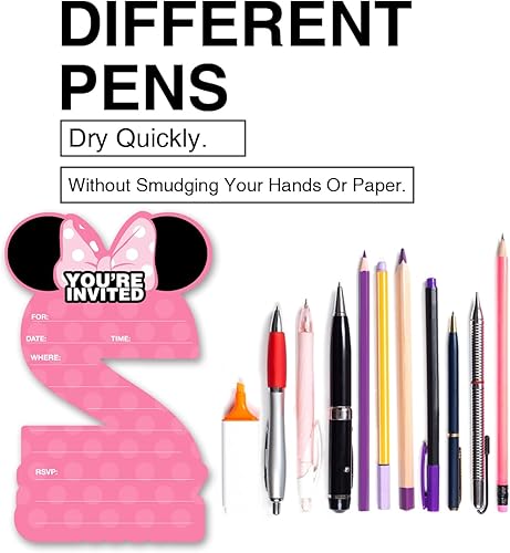 Miniatura 4 de brayqu Mouse Girl - Invitaciones para fiesta de segundo cumpleaños con purpurina rosa, invitaciones en forma de cumpleaños para niñas de 2 años (20