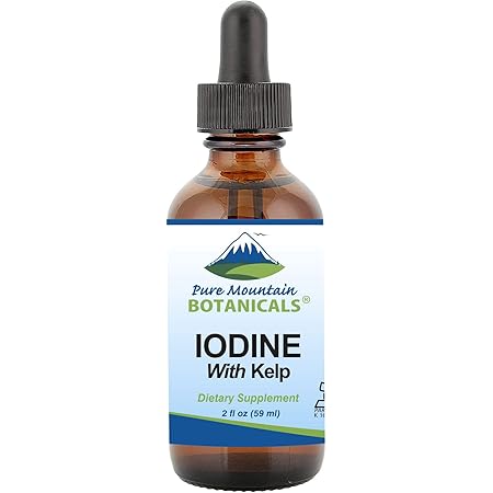 Liquid Iodine Supplement with Organic Kelp - Kosher Vegan Potassium Iodide Drops Solution - Alcohol Free- Support Thyroid Health