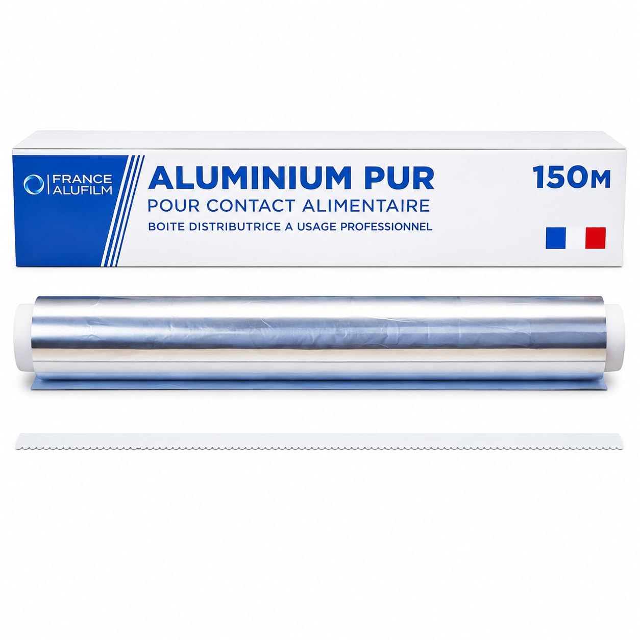 Zestaw 3 profesjonalnych papierów aluminiowych 44 cm × 150 m - Grube rolki z ostrzem tnącym - kuchnia, catering, konserwacja, piekarnik i zamrażanie