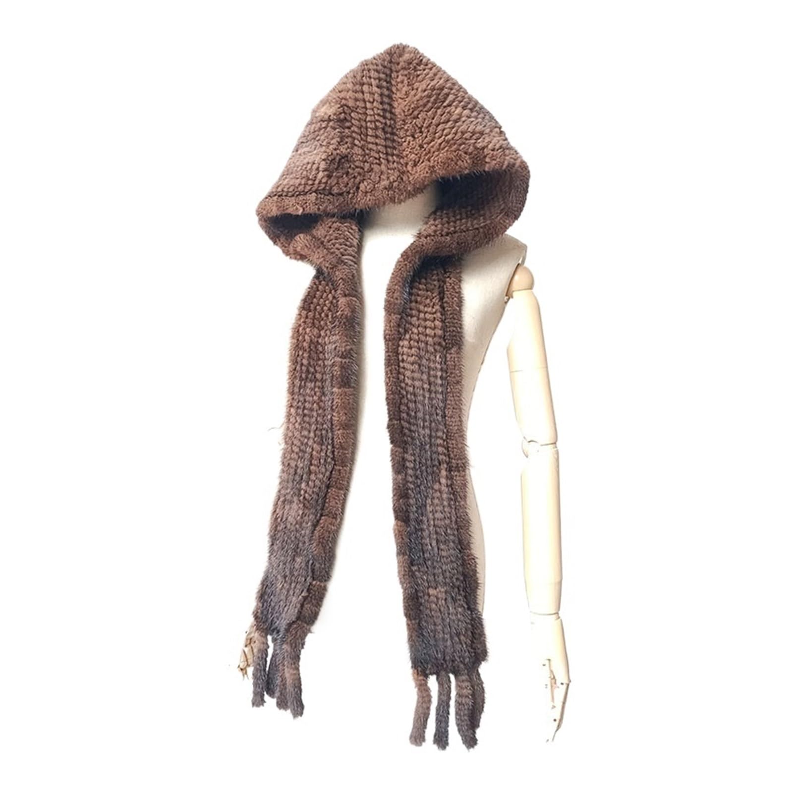Bonnet écharpe femme en vison café idéal pour vos sorties sous la neige
