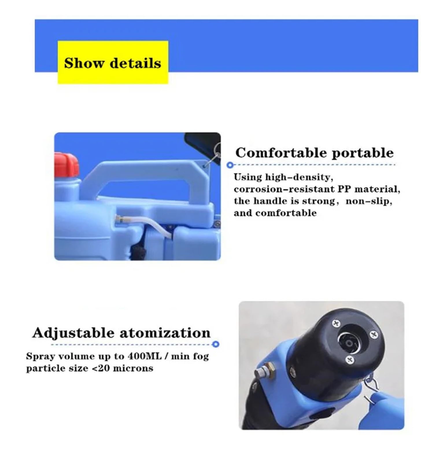 Spruzzatore elettrico, Nebulizzatore elettrico ULV, spruzzatore portatile a capacità ultrabassa, atomizzatore aerosol 5L