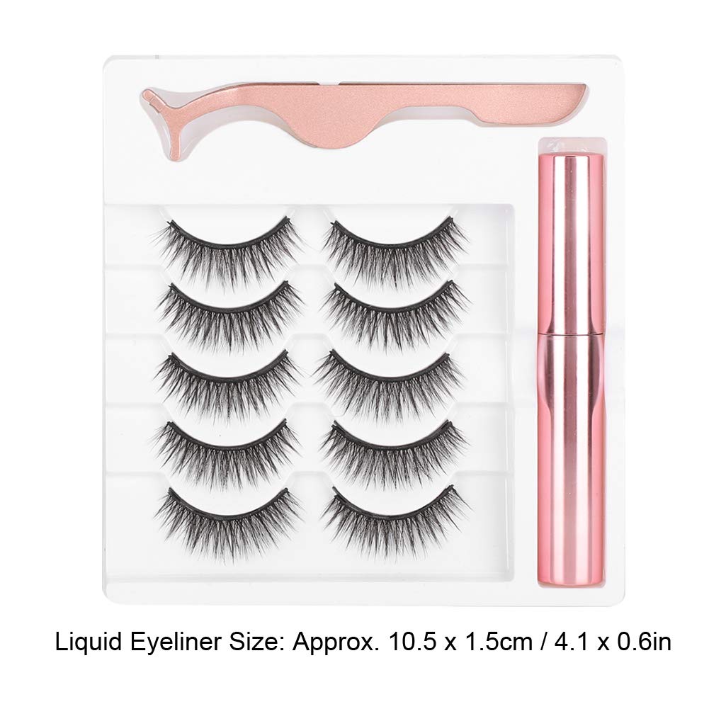 Ciglia Magnetiche, 3 Paia di Ciglia Finte Naturali 3D, Ciglia Magnetiche Riutilizzabili e Eyeliner Magnetico Impermeabile, Eyeliner Magnetici a Lunga Durata con Strumento per il Trucco delle Ciglia