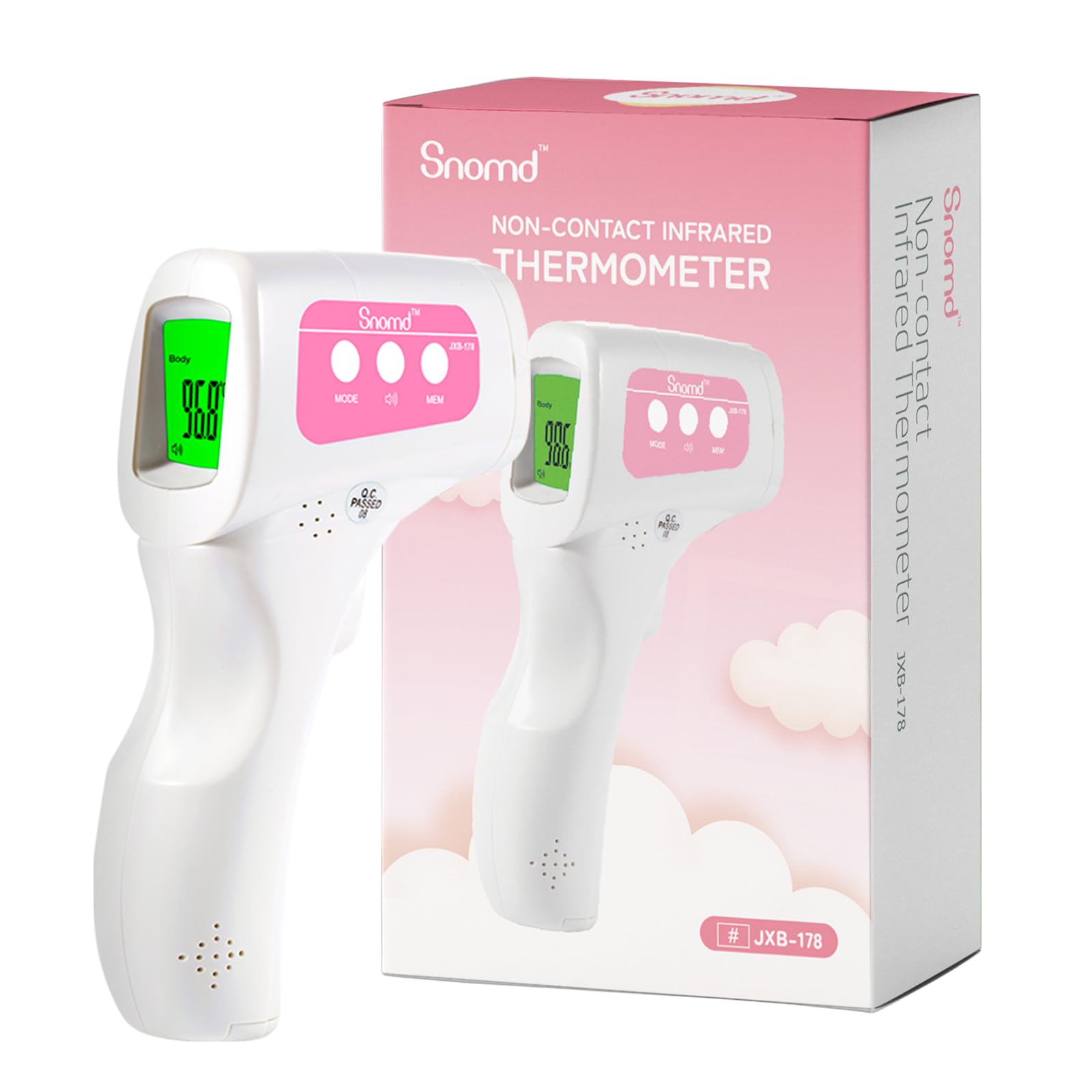 Snomd Non-Contact Infrared Forehead Thermometer for Adults, Kids & Baby, 3-in-1 No-Touch Digital Fever Temperature Gun, Accurate & Fast Reading