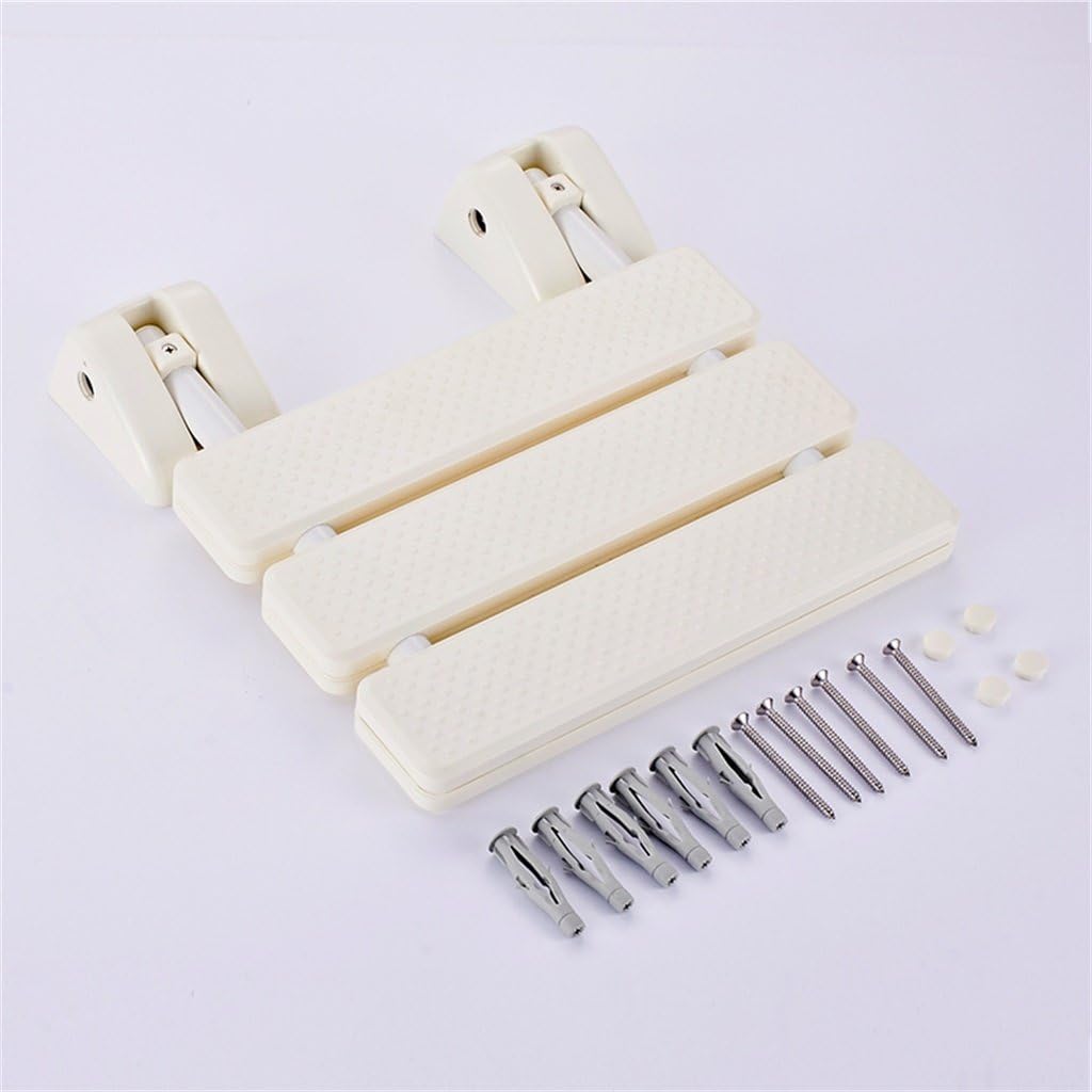 Shower Stool White Bathroom Non-Slip Bath Chair Wall-Mounted Folding Stool Elderly/Pregnant Women/Disabled Change Shoes Stool Bathing Safe Seat Chair Max. 200kg Bathroom Bath Stool