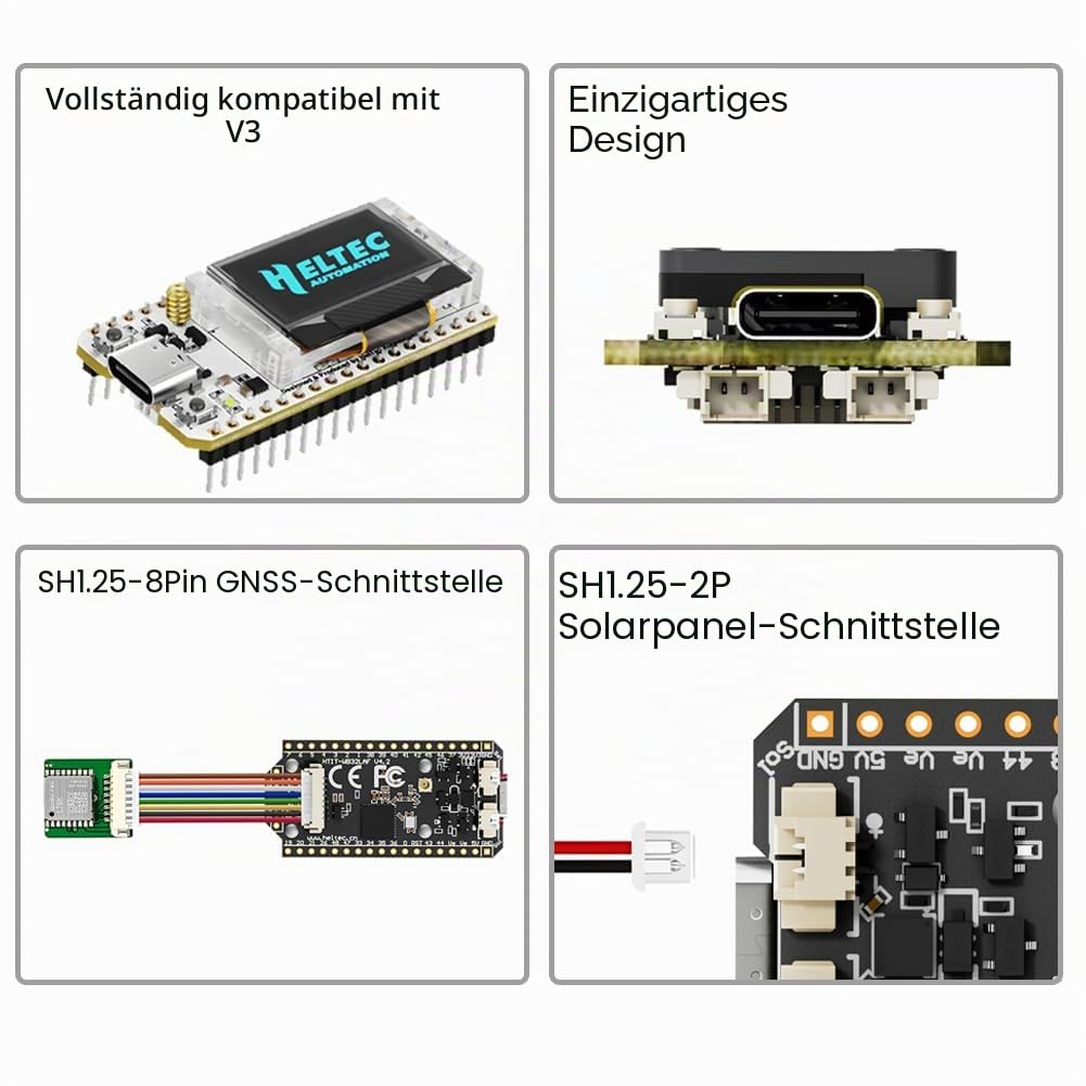DIYmalls 868MHz LoRa 32 V4 ESP32 Entwicklungsboard + 5 dBi LoRa-Antenne 868 MHz für Meshtastic LoraWan Gateway, kompatibel mit Heltec LoRa32 V3