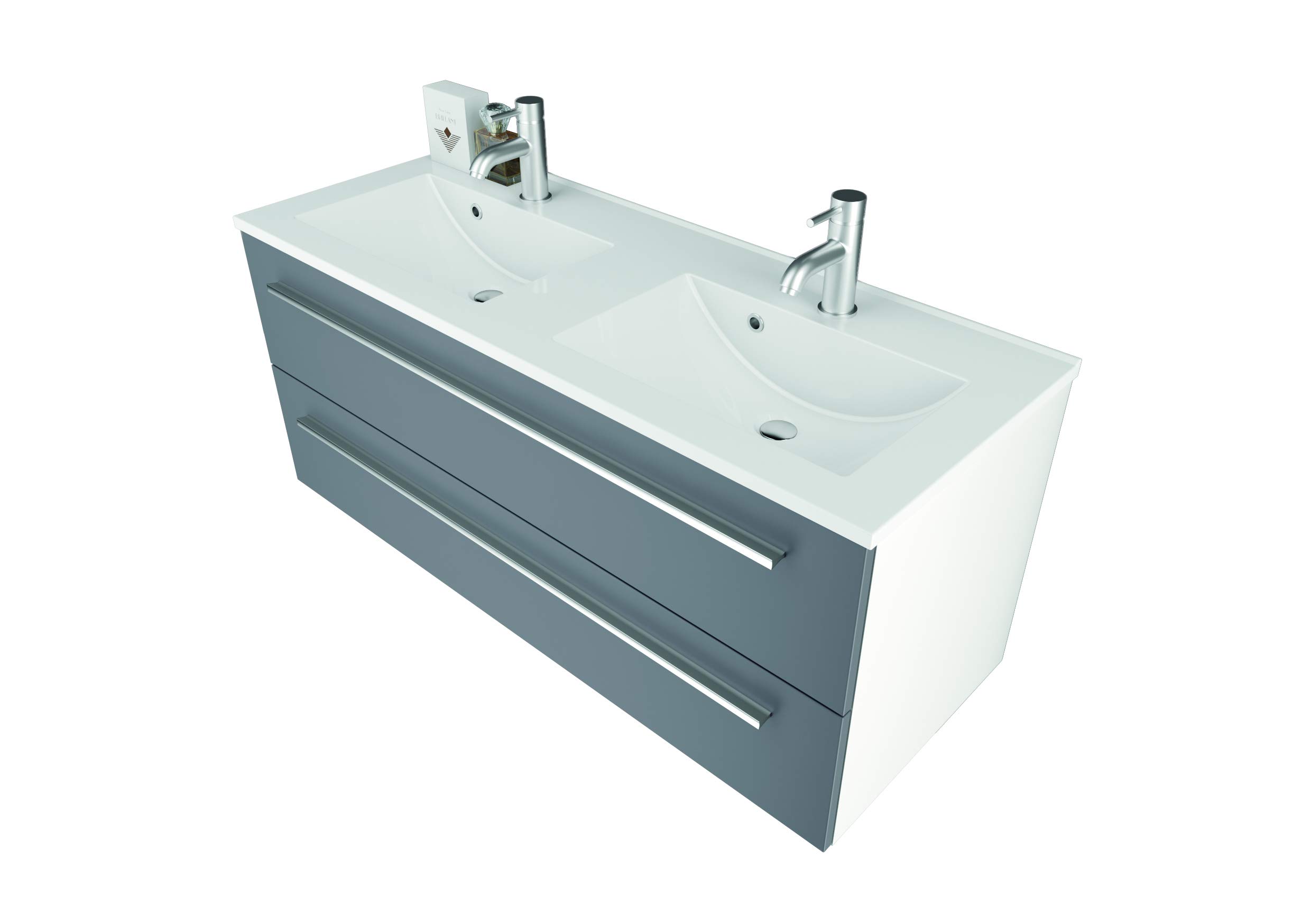 Sieper Mobile sottolavabo Libato, 120 x 50 cm, con doppio lavabo, mobile da bagno, grigio artico
