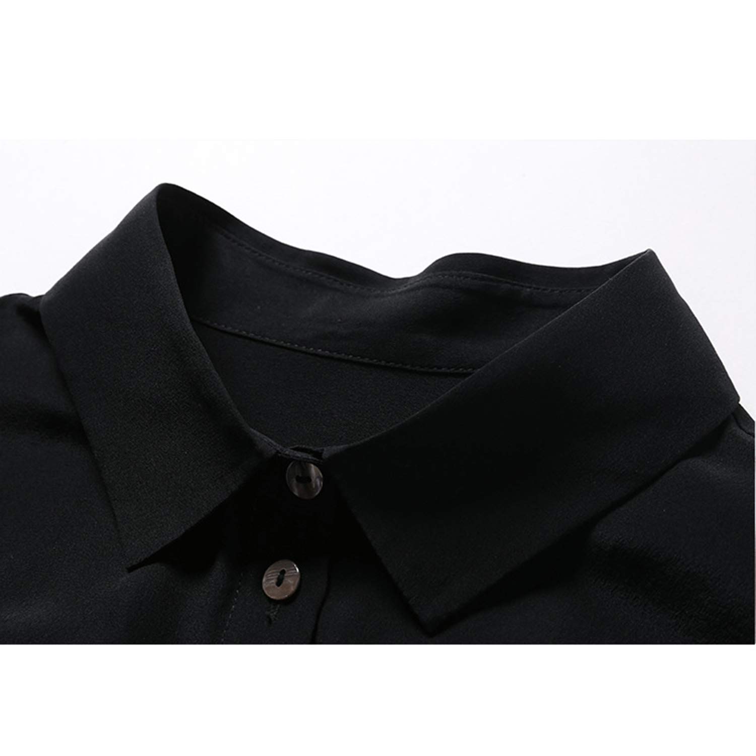 Camicia Chic di Seta Nera, Tuta Basic, Top A Manica Lunga, Blusa da Ufficio