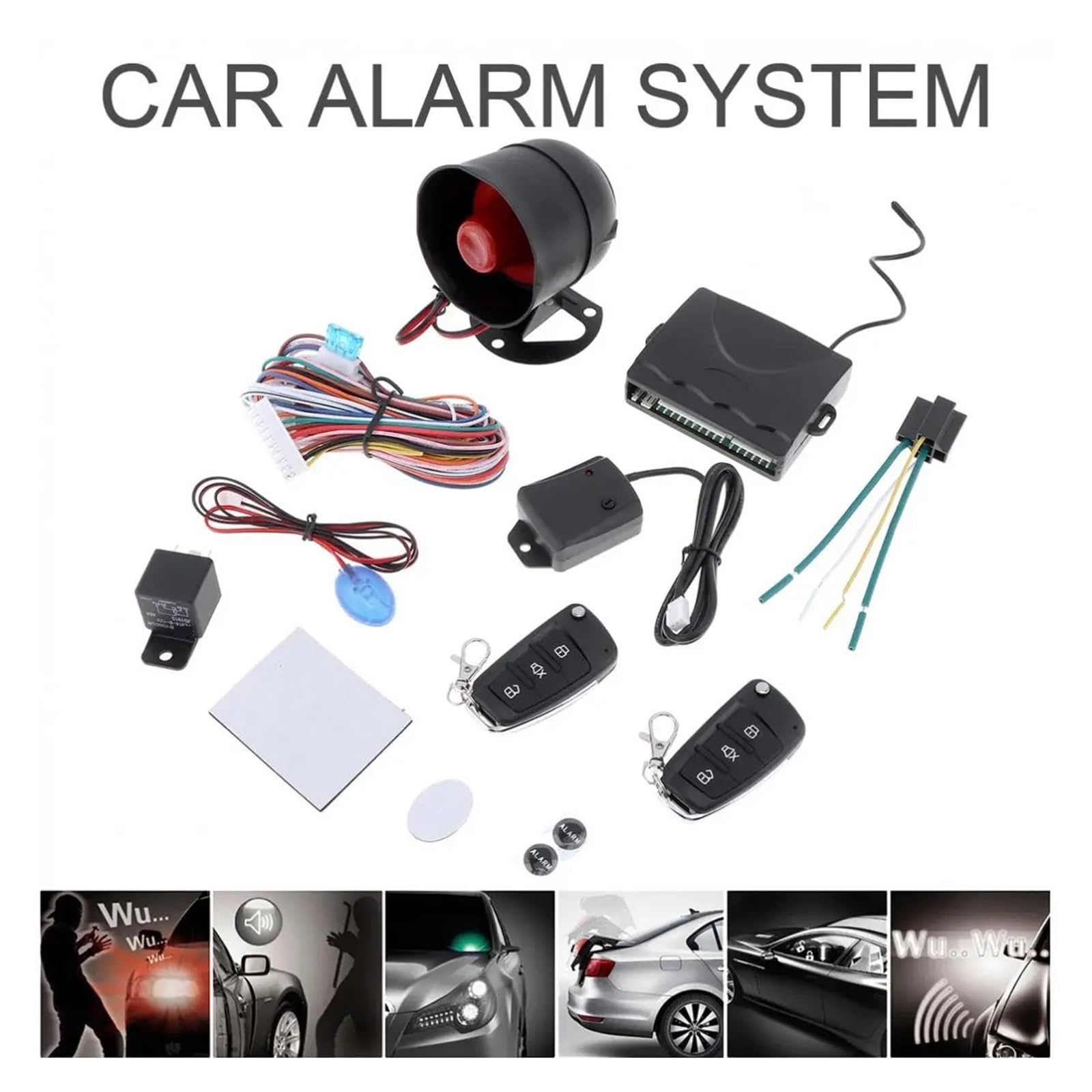 Universal DC12V Auto Sistemas De Alarma Coche Kit Central Remoto Automático Cerradura Puerta Entrada Sin Llave del Vehículo con Sensor Sirena Control