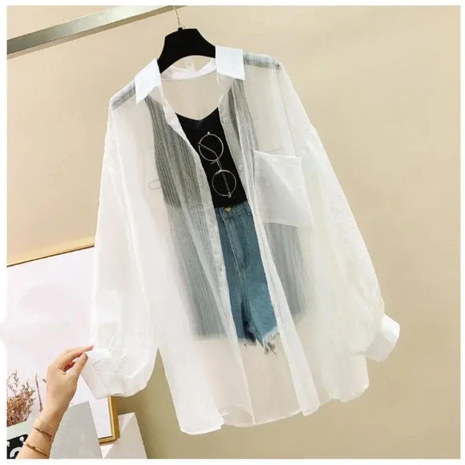 Blusas finas de verano para mujer, elegante, casual, holgada, de manga larga, para la oficina y el trabajo