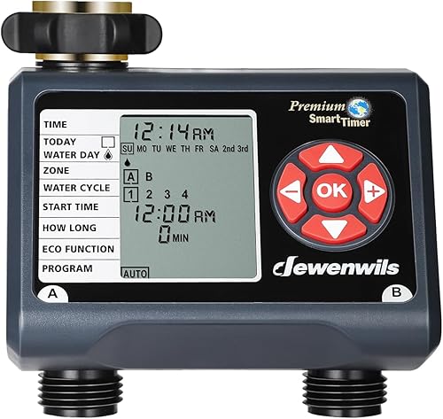 DEWENWILS Temporizador de rociador de 2 zonas, temporizador de agua para manguera de jardín, temporizador de manguera programable para riego con