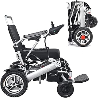Electric Wheelchairs for Adults Lightweight Foldable Power Wheelchair Travel All Terrain Dual Motor Powerful Durable Compact,2 Batterie,6 Shock Absorbers,Comfortable Remote Control Mobility Aid