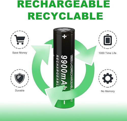 Miniatura 5 de Paquete de 12 baterías recargables de 3.7 V 18650 con botón superior (no incluye cargador) para linternas, faros, juguetes, cámara