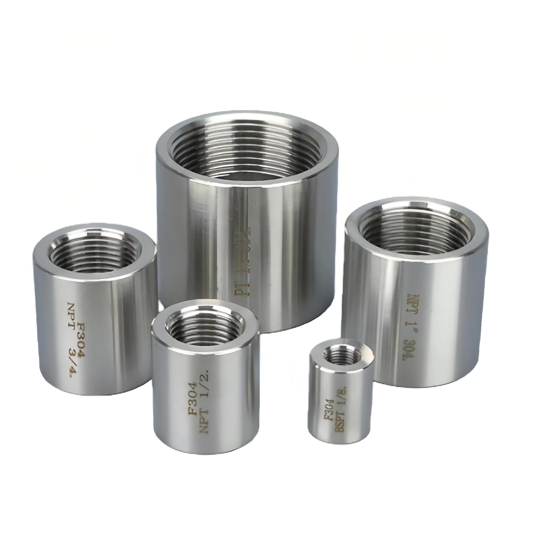 Shiketong One Color High Pressure 304 Stainless Steel Npt Pipe Coupling - 20Mpa Threaded Fitting - 1 Piece(Npt 1Inch)