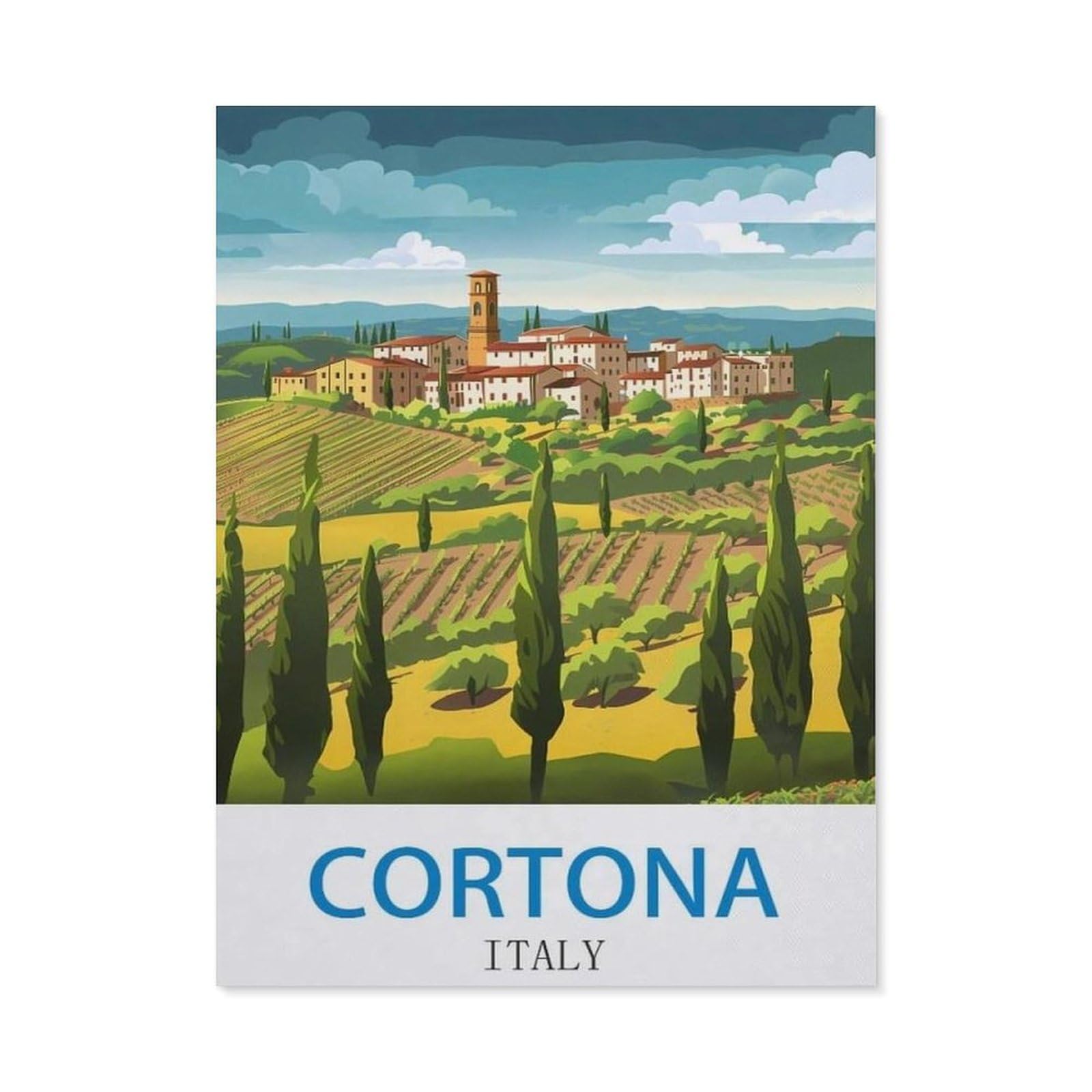 Vintage Metal Tin Sign，Cortona Italy，Bath Room Decor, Nursery Decor, Home Decor, Bathroom Wall Art Tin plaque(20x30cm）8x12 inch-ED24