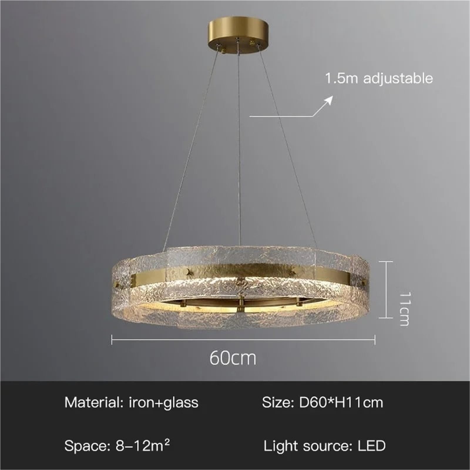 Nordic LED Pendant Light Transparent Glass Ring Chandelier
