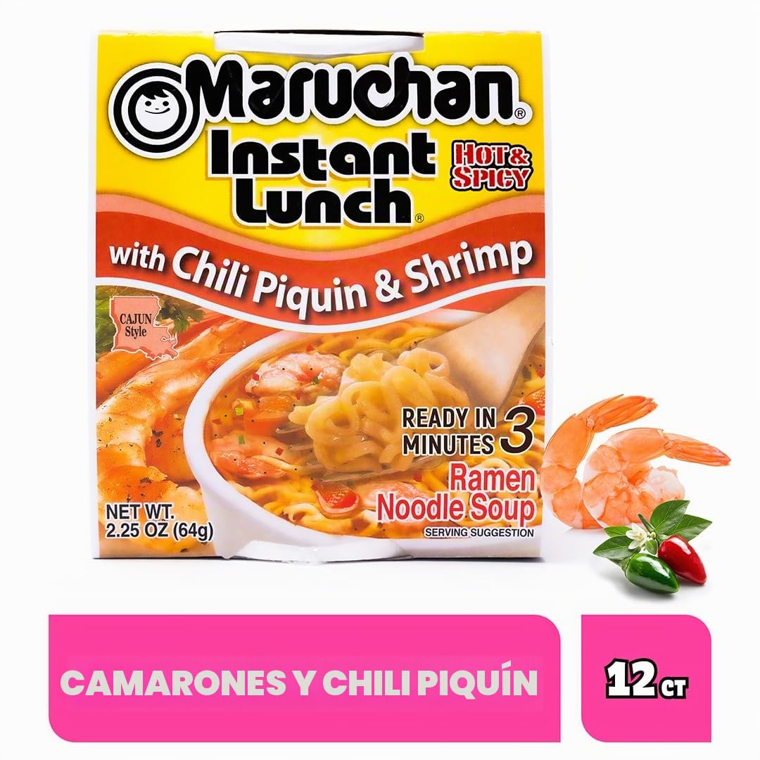 Maruchan Instant Lunch,Cajun Style With Chili Piquin & Shrimp, 2.25-Ounce Packages (Pack of 12)