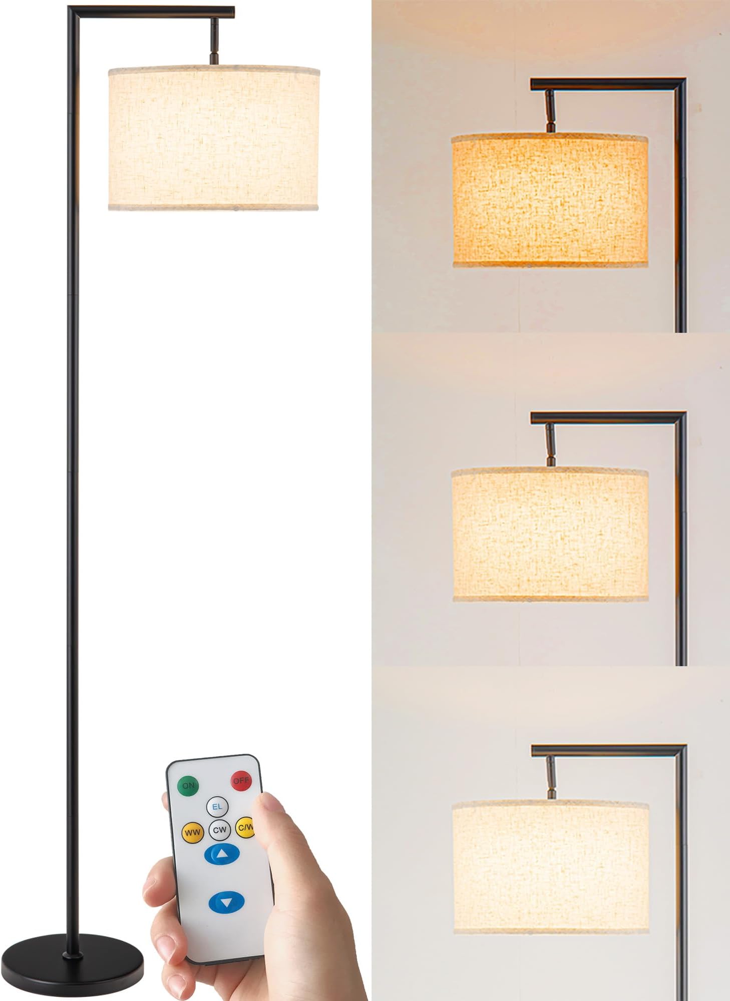 Modern Battery Operated Floor Lamp Cordless for Living Room, Dimmable