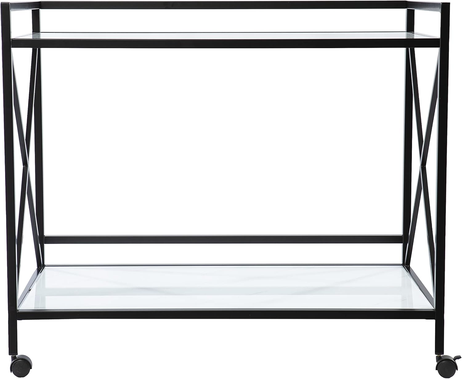 SEI Furniture Maxton Bar Cart - Black & White, Top: 38.75'' Wx23.25'' Dx32.25'' Hx.25'' THK