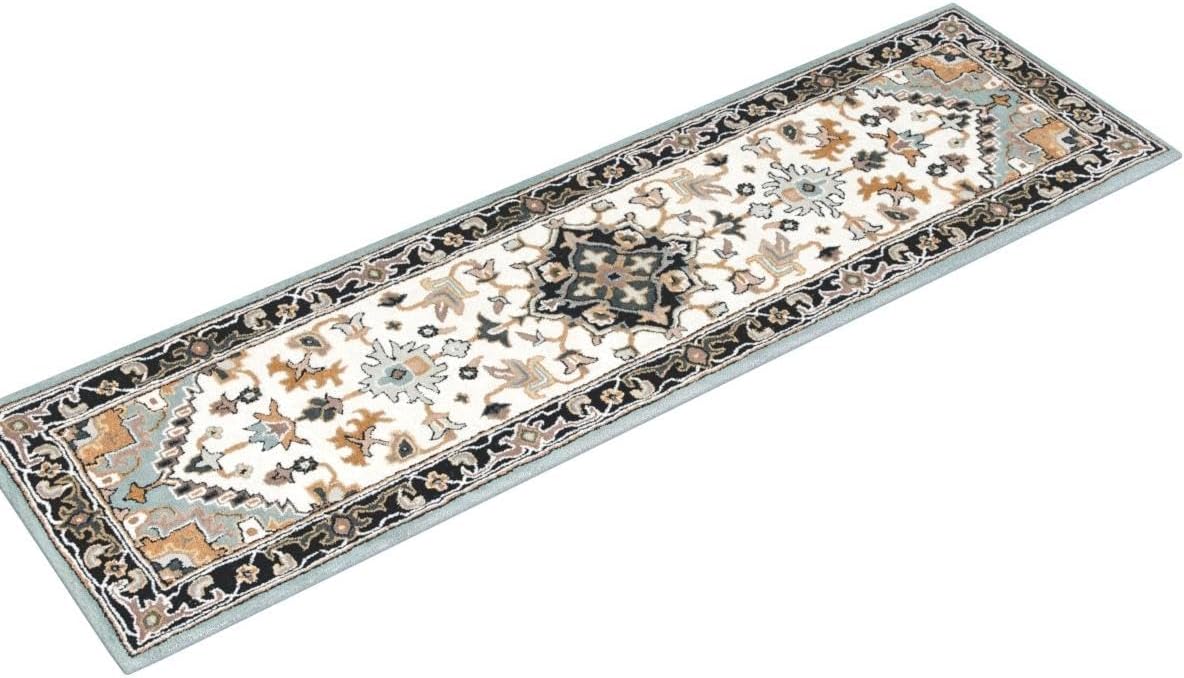 Heritage Grey and Green Hand-Tufted Wool Runner Rug