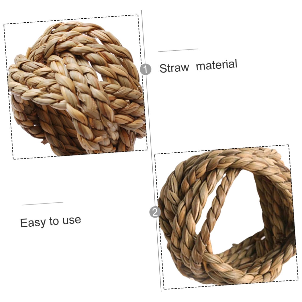 Lot de 6 Ronds de Serviette Tissés Main en Paille Naturelle Style Rustique Campagnard Décorations de Table à Manger pour Fêtes Mariages et Dîners Familiaux Porte-Serviettes