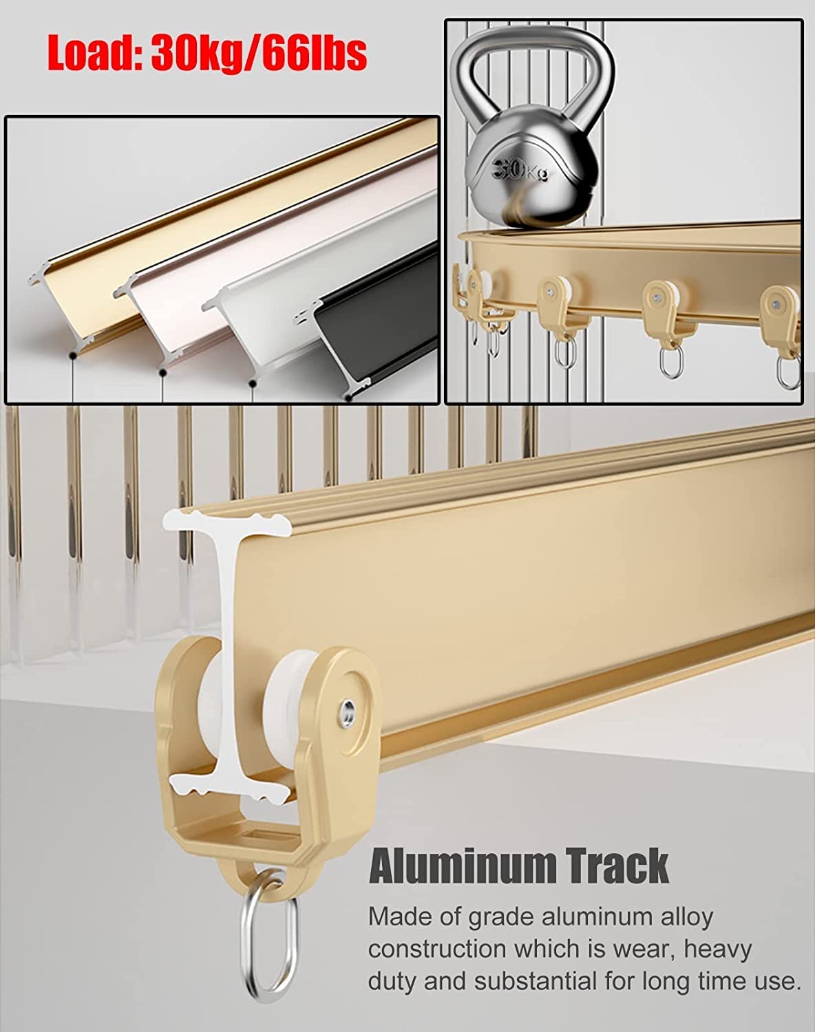 d - Pista flexible para ducha, sistema divisor de habitación de aluminio flexible de 9.8 pies de largo, ideal para duchas, baños y decoración del hogar, fácil instalación