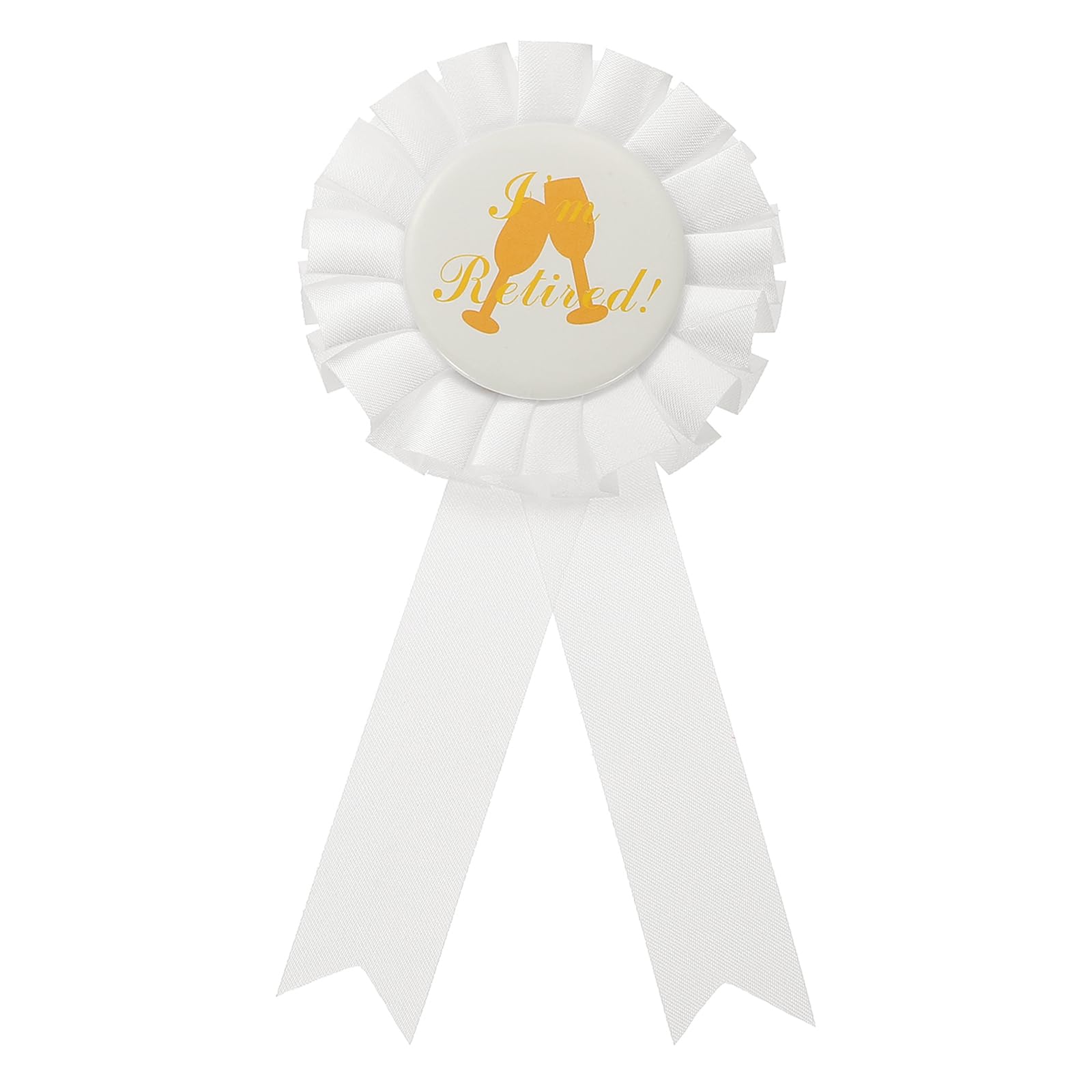 Generic I'm Retired Tinplate Badge Pin, Satin Fabric Retirement Award Pin for Woman Gifts Going Away Farewell Party Decoration, White
