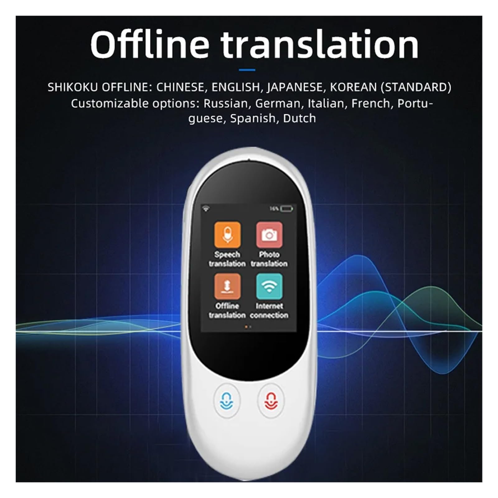 Traduttore Simultaneo Vocale, Traduttore vocale istantaneo intelligente Supporto offline 126 lingue Strumento di traduzione portatile multilingue in tempo reale da 1 GB + 4 GB ,Traduttore Inglese Ital