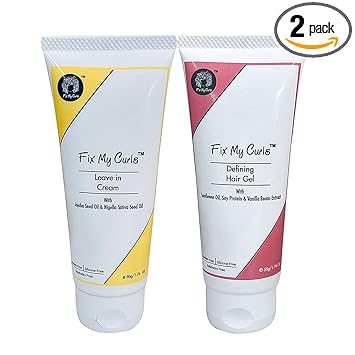 Fix My Curls Travel sized Protein Styling Bundle With Defining Hair Gel And Leave In Cream for Frizz Control, Shine, Curl Definition & Cruelty Free, SIlicone & Sulphate Free, Frizz Control Solution (50 Gm Each)
