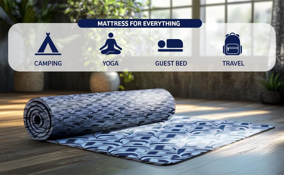 Image of Sleepwell Travel Mattress 1 Inch | Single Bed Mattress | Triple-Layer Quiltec Quilting | Polyester Knitted Fabric | Extra Soft | Multi-Purpose | Light Weight | Easy-to-Store | 72X30X1 | 1 Yr Warranty