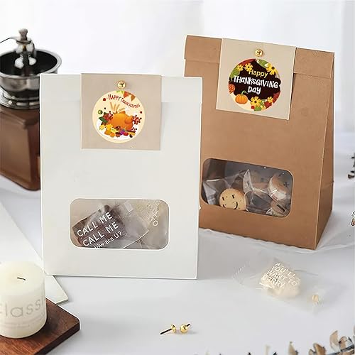 Miniatura 2 de 500 calcomanías en rollo de Acción de Gracias, calcomanías de rollo de día de pavo, calcomanías amarillas de hojas de otoño, calcomanías de lindo