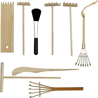 9pack Zen Rake, Mini Zen Garden Rake Tool, Tabletop Meditation Rock Sand Garden Kits W/Box, DIY Rock Zen Garden Kit, Mini Bamboo Sand Rakes for Japanese Rock Sand Zen Garden Accessories