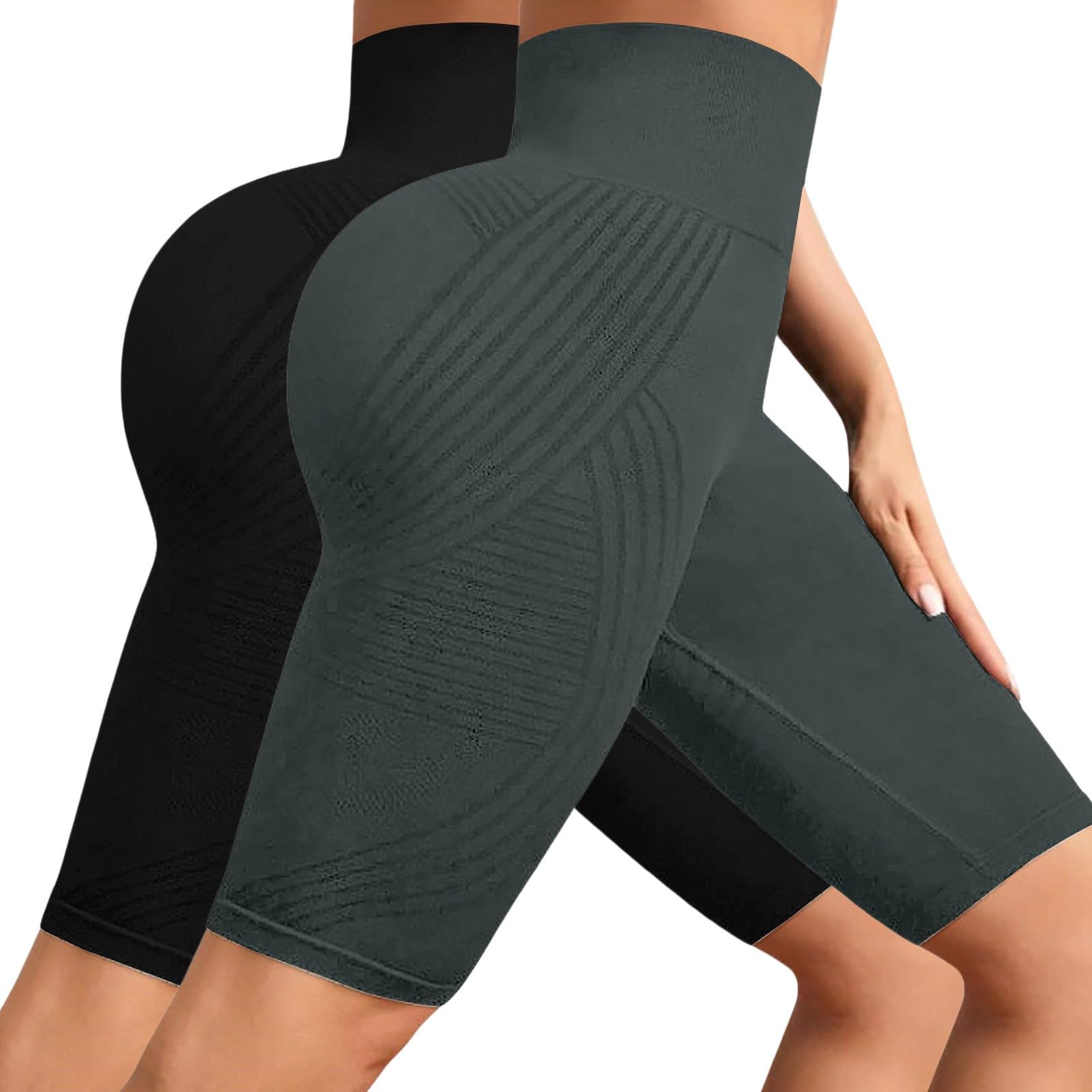 2 Pezzi Solenao Leggins 3D Anticellulite Donna,Push Up Sculpture Lipedema a Compressione Controllo Graduata Estivi Anti Cellulite Leggins Corti Donna Sportivo Vita Alta Senza Cuciture Fitness Yoga